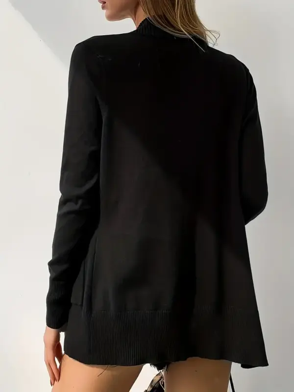 black long-sleeved cardigan sweater - Image 3