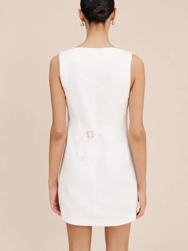 Cotton Button-Front Short Dress - Image 4